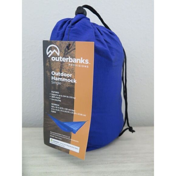 Outerbanks Provisions HPSH001 Outdoor Single Person Blue Nylon 108”x 5 Hammock - Picture 7 of 7
